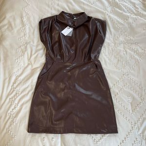 Melissa Nepton Lisa brown dress faux leather dress